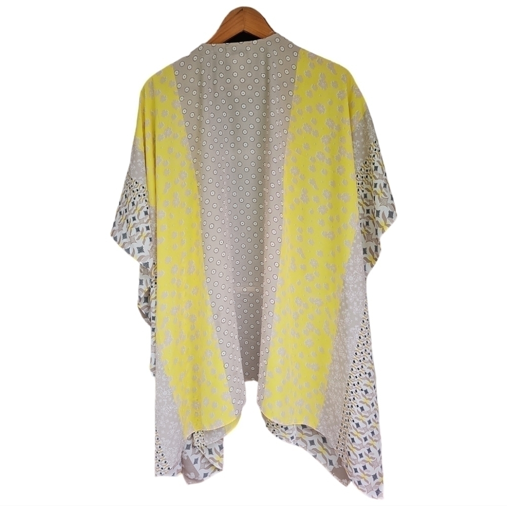 SUSAN Graver Chiffon Open Front Kimono Patch Pocket Multi Print Size M - Picture 5 of 7